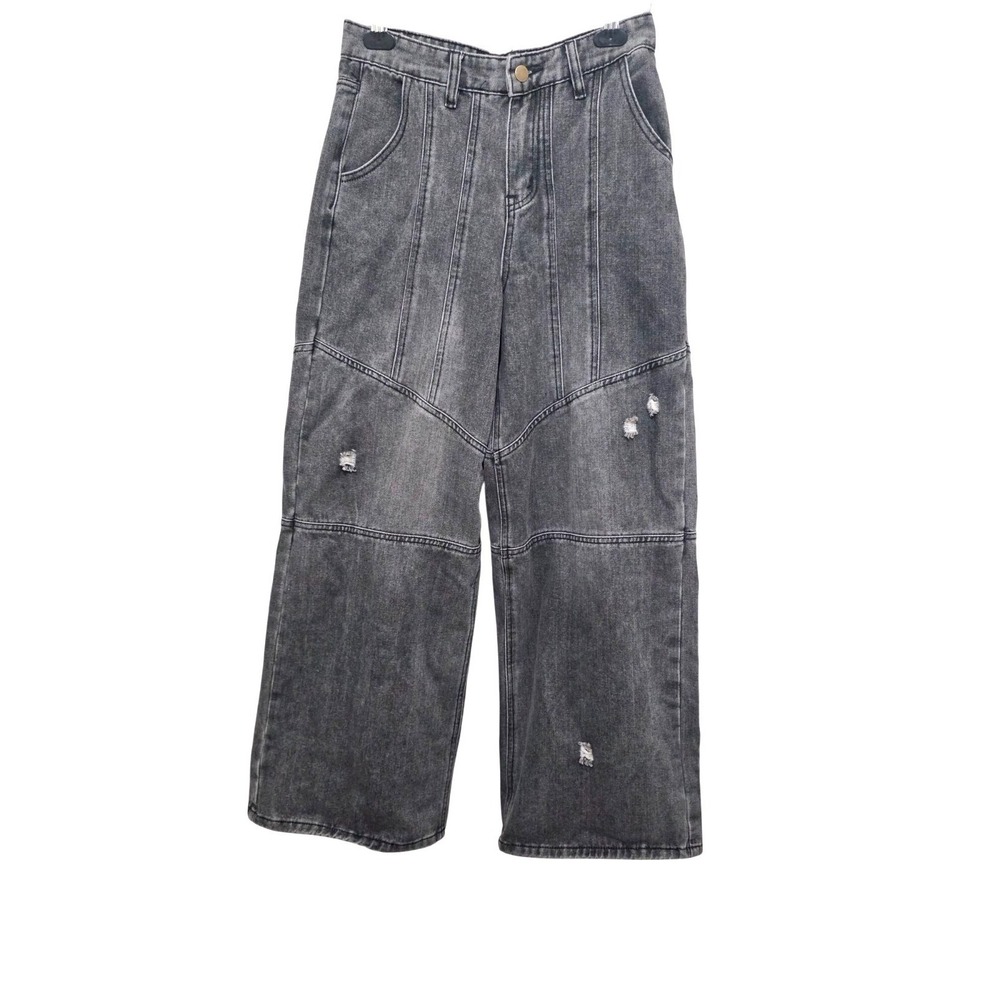 Romwe Men's‎ Distressed Wide-Leg Gray Denim Jeans Size 28